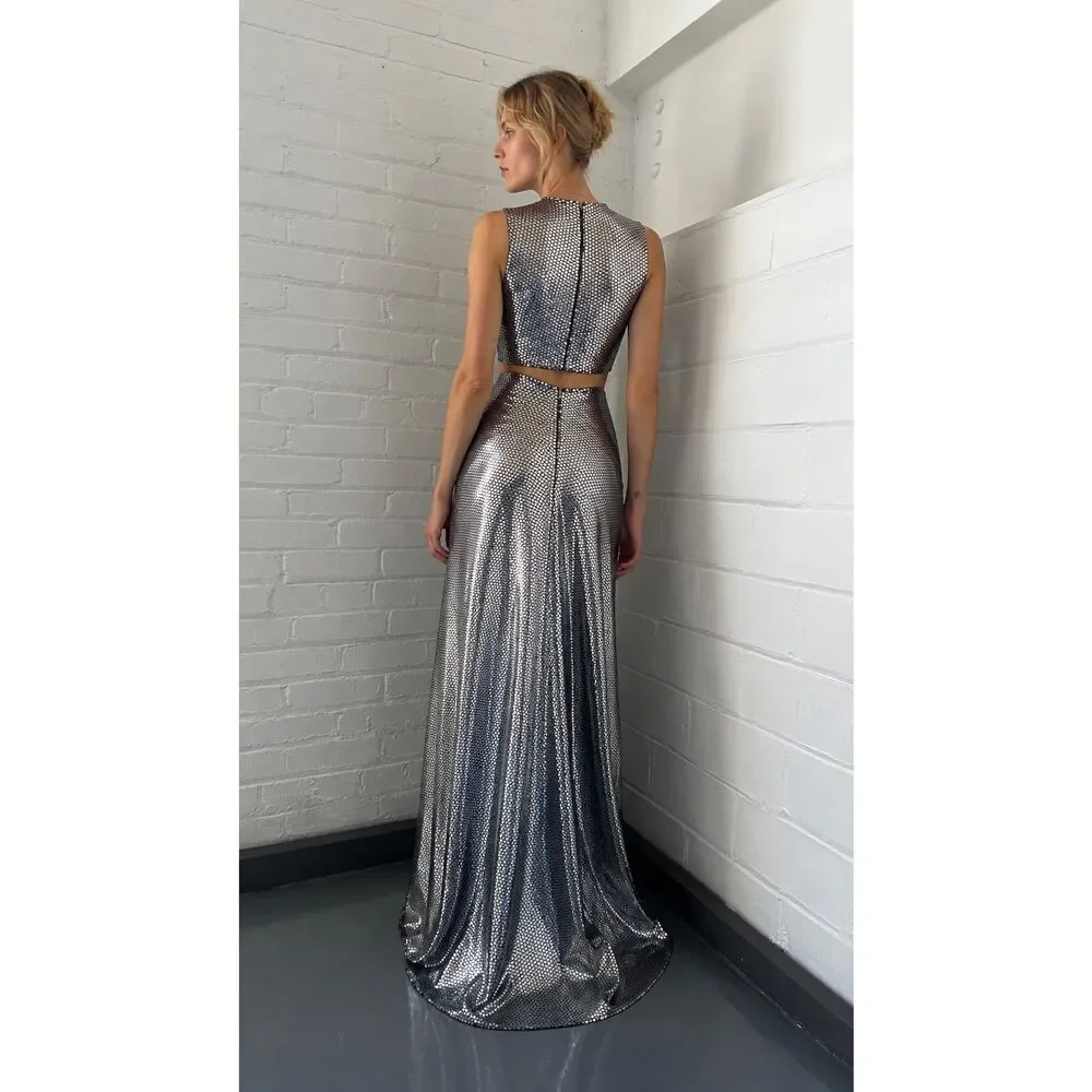 Sid Neigum Disco Tripple Loop Dress in Mirrored Silver Size S